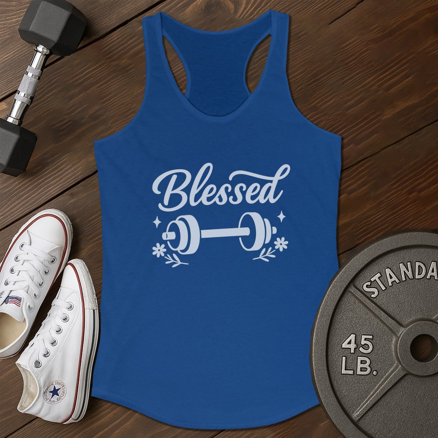 Blessed gains am Tank - blue - blessed gains AM tank Blue.jpg