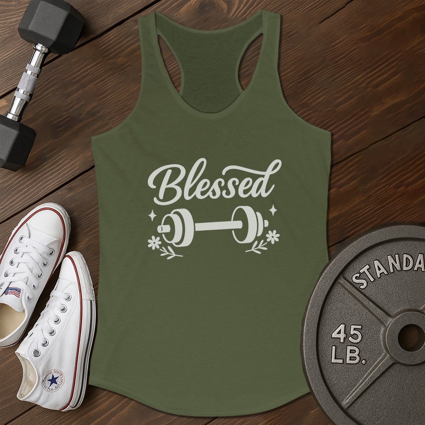 Blessed gains am Tank - green - blessed gains AM tank Green.jpg