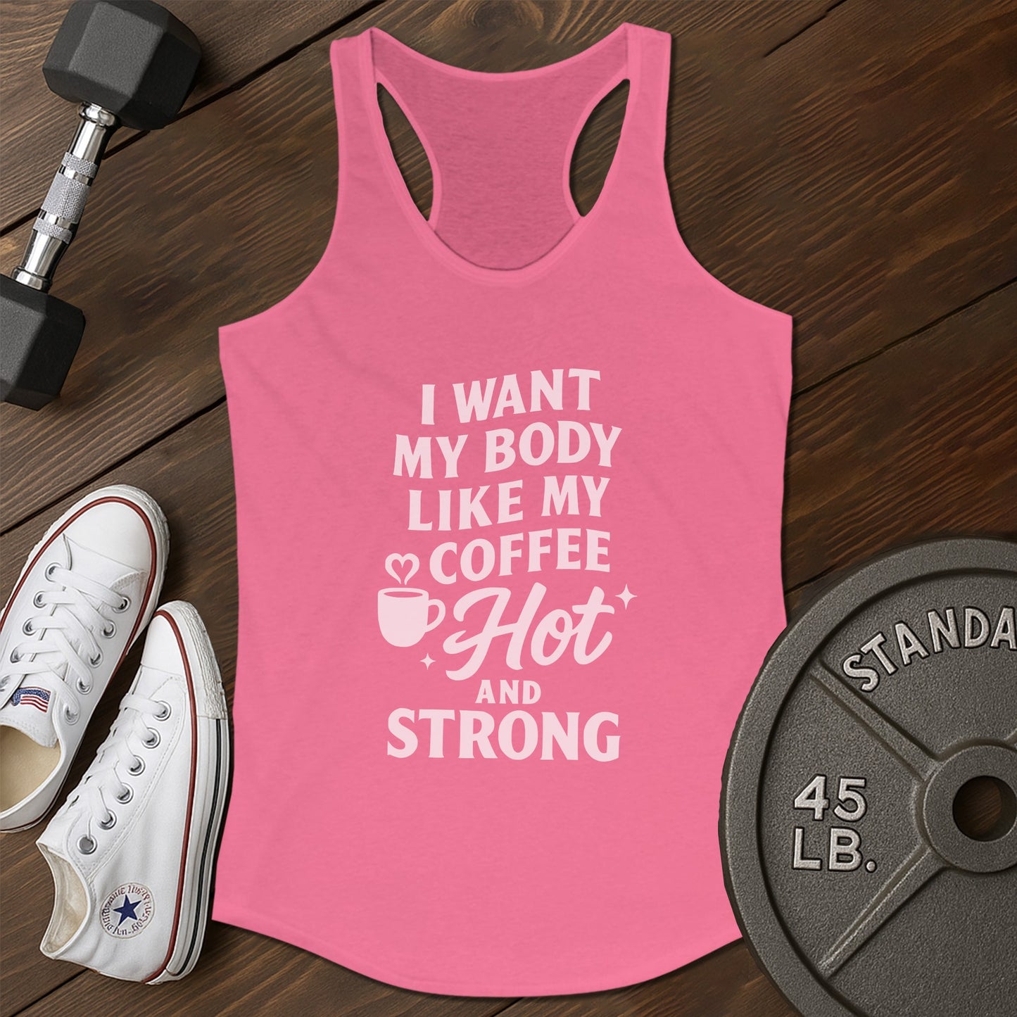 Coffee strong am Tank - pink - coffee strong AM tank Pink.jpg