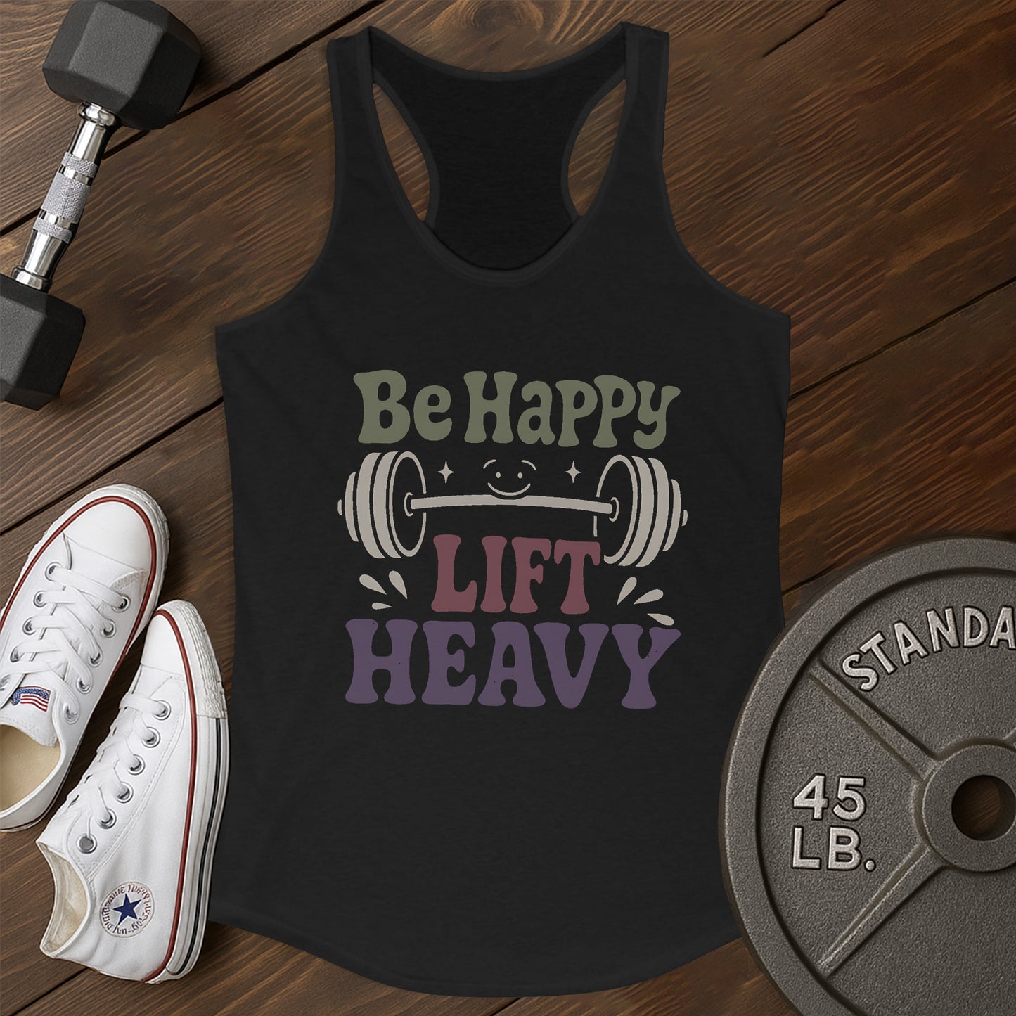 dumbbells, stars G Tank