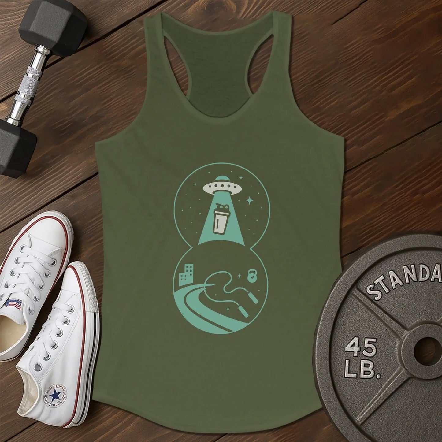 Alien gains au Tank - green - Alien Gains AU tank Green.jpg