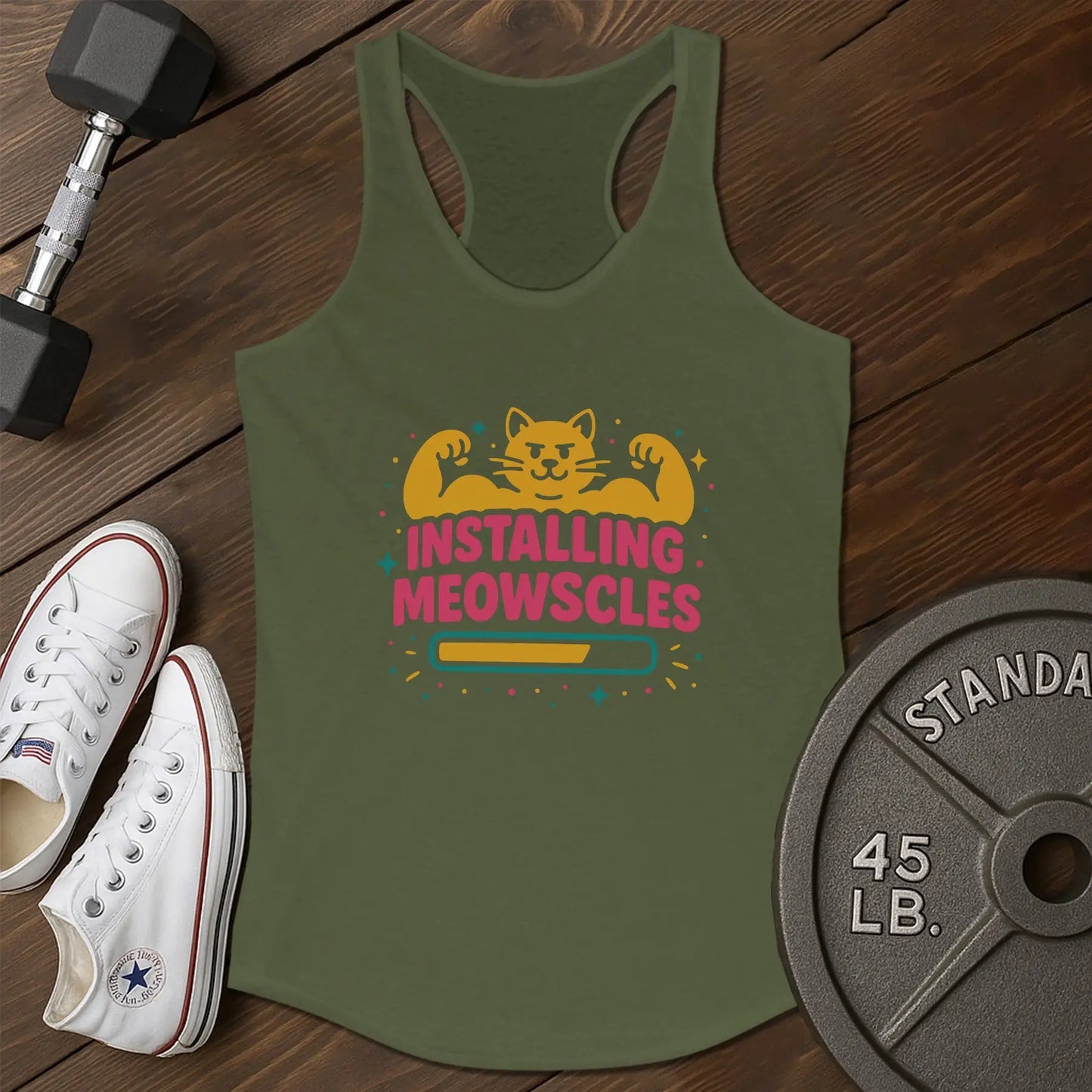 Cat muscles ao Tank - green - Cat Muscles AO tank Green.jpg