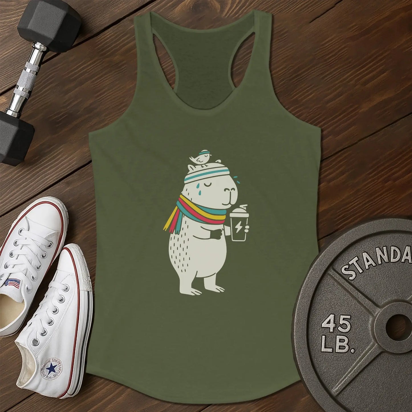 Cozy capybara au Tank - green - Cozy Capybara AU tank Green.jpg