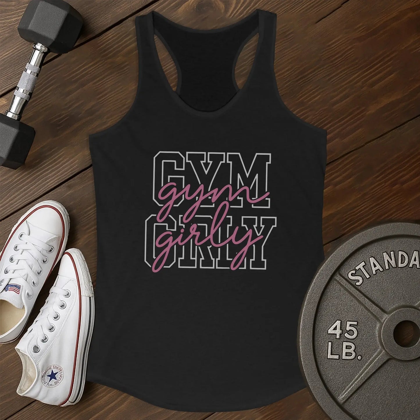 Girly gym au Tank - black - Girly Gym AU tank Black.jpg