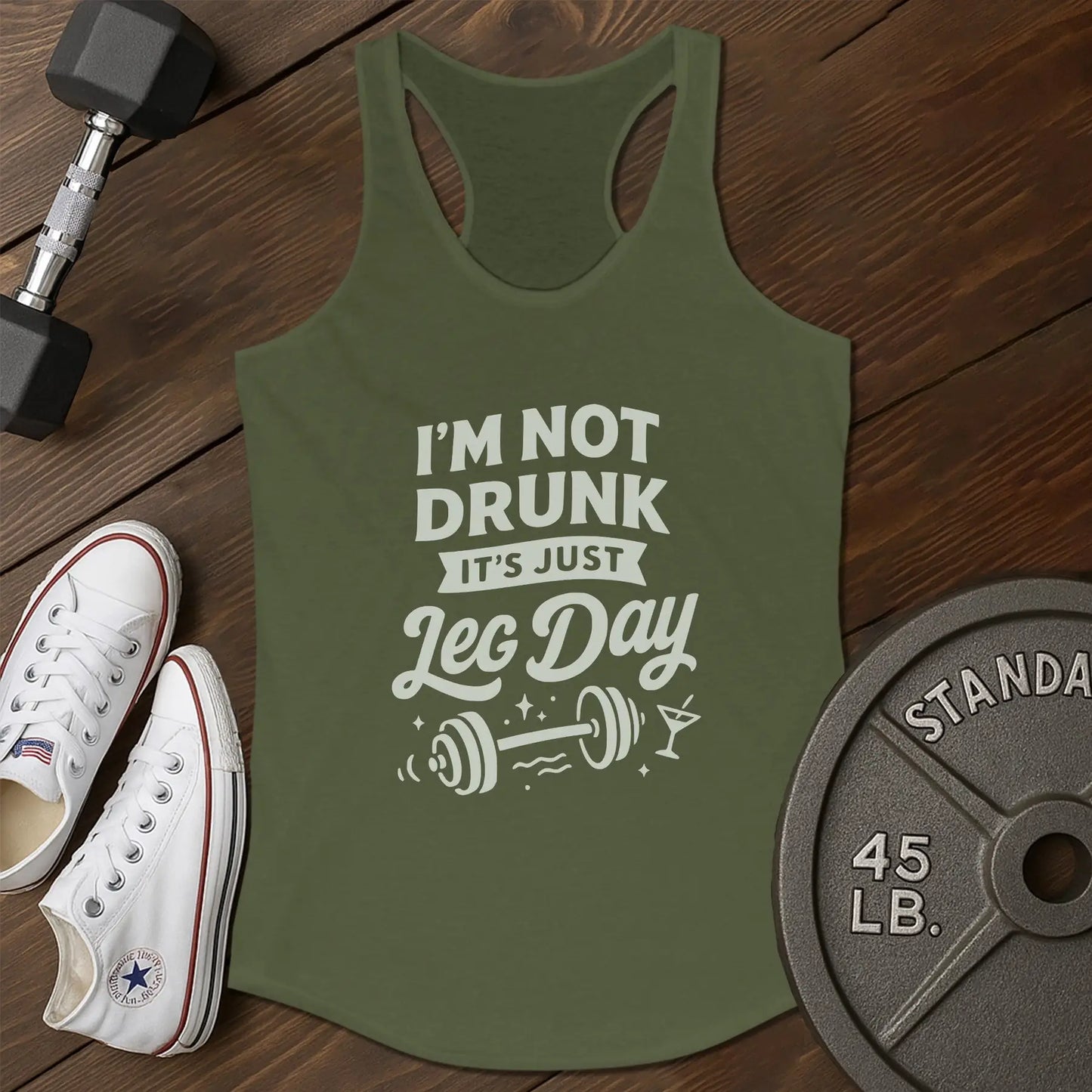 Not drunk am Tank - green - not drunk AM tank Green.jpg