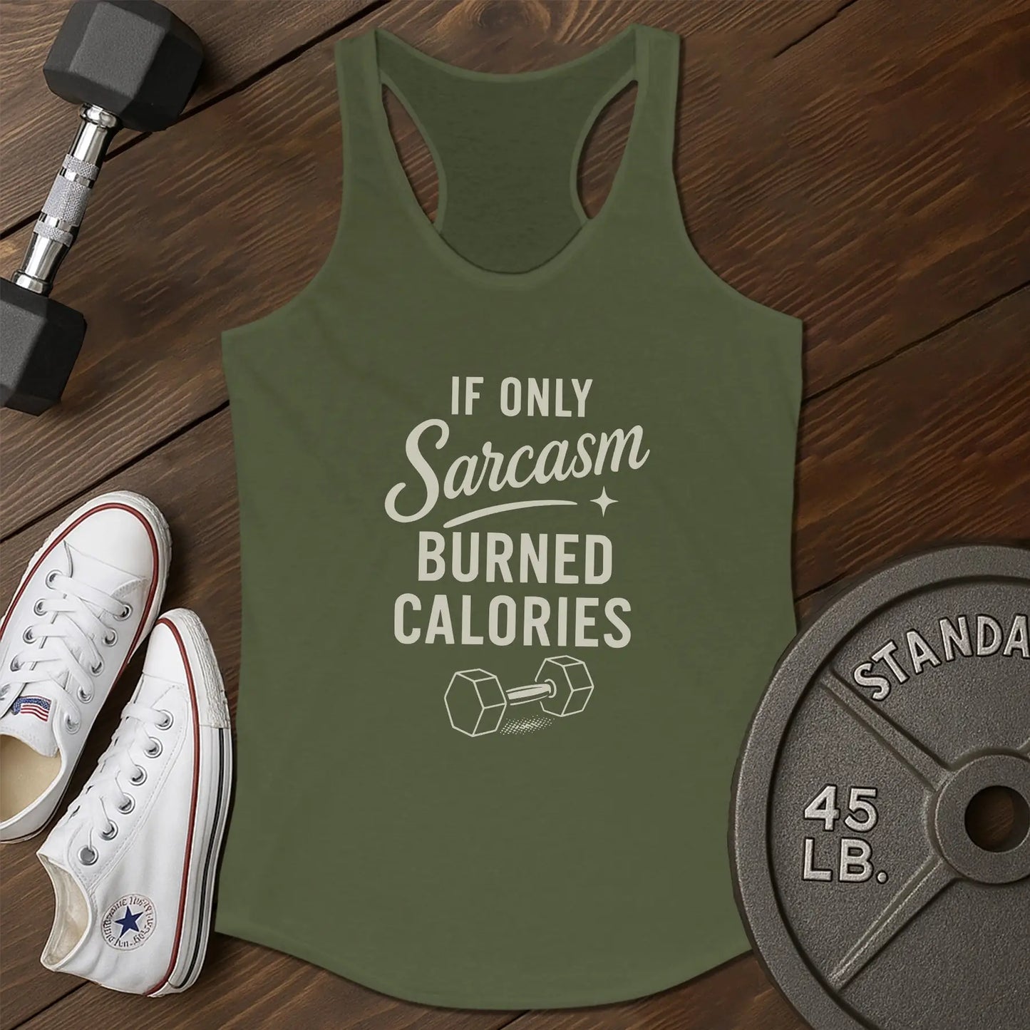 Sarcasm calories am Tank - green - sarcasm calories AM tank Green.jpg